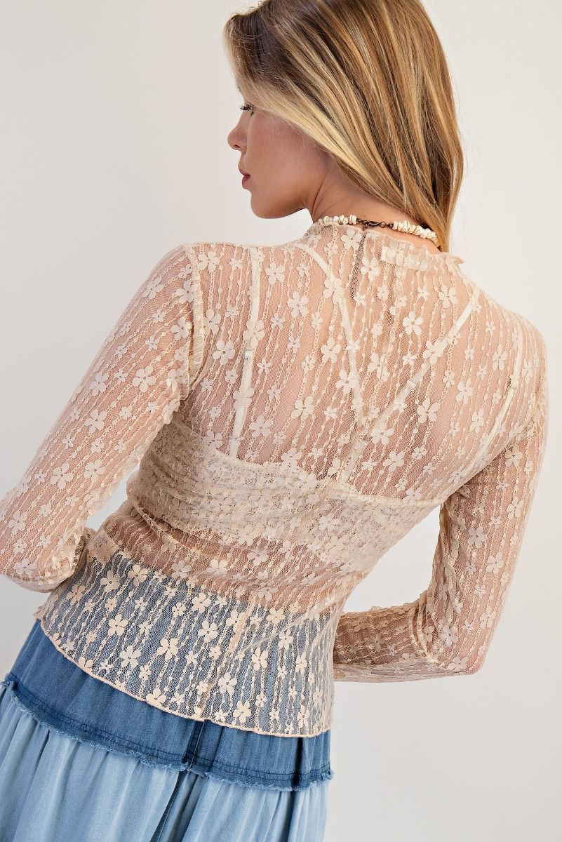 Nude See Through Lace Top