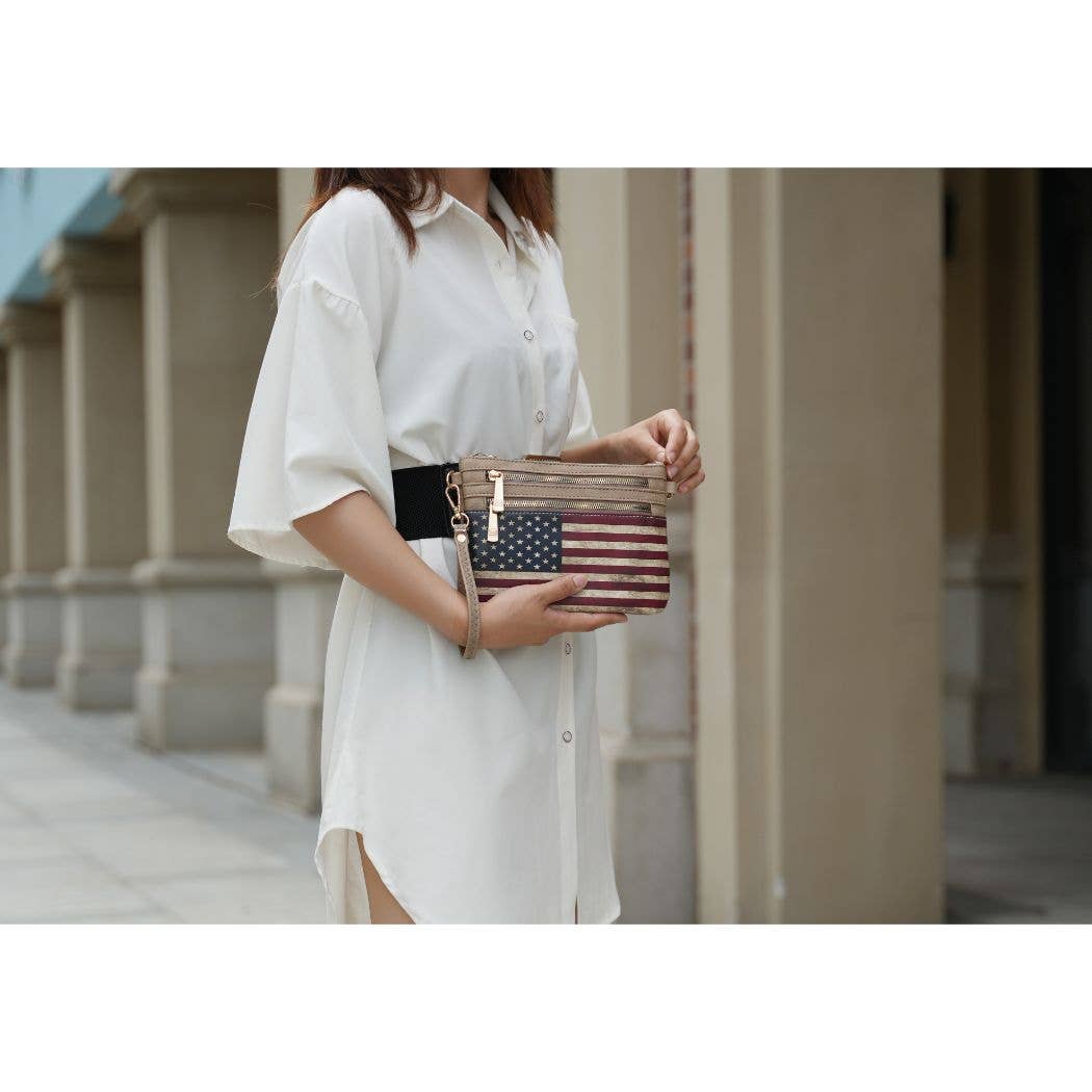 Alisson FLAG Wristlet Handbag Vegan Leather Women by Mia K