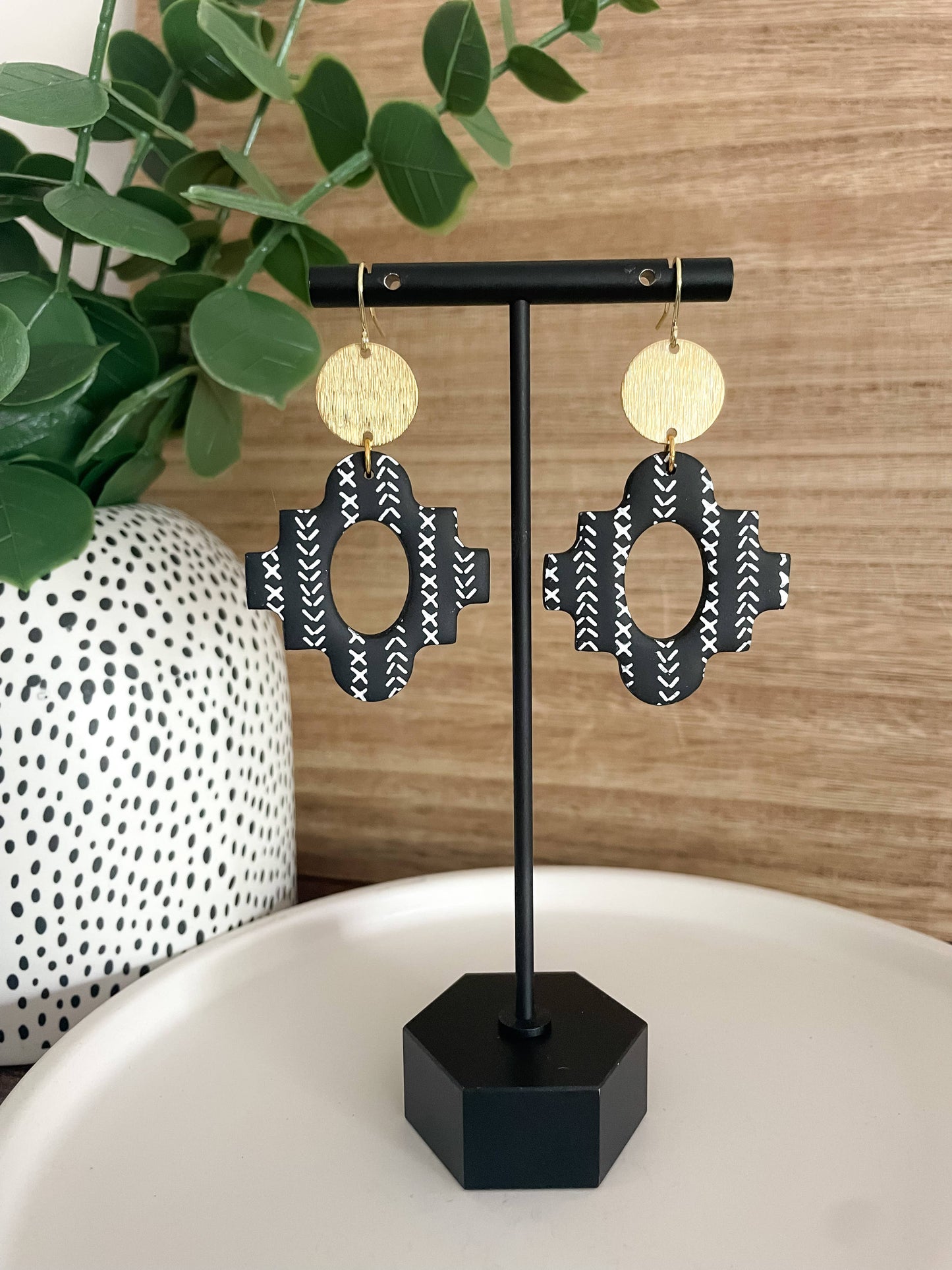 Moroccan Dangles | Borders | Clay Earrings