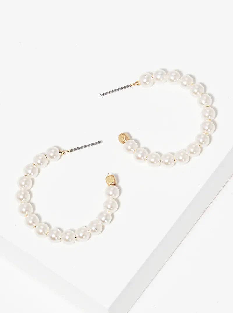 20Mm Acrylic Pearl Round Hoop Earrings