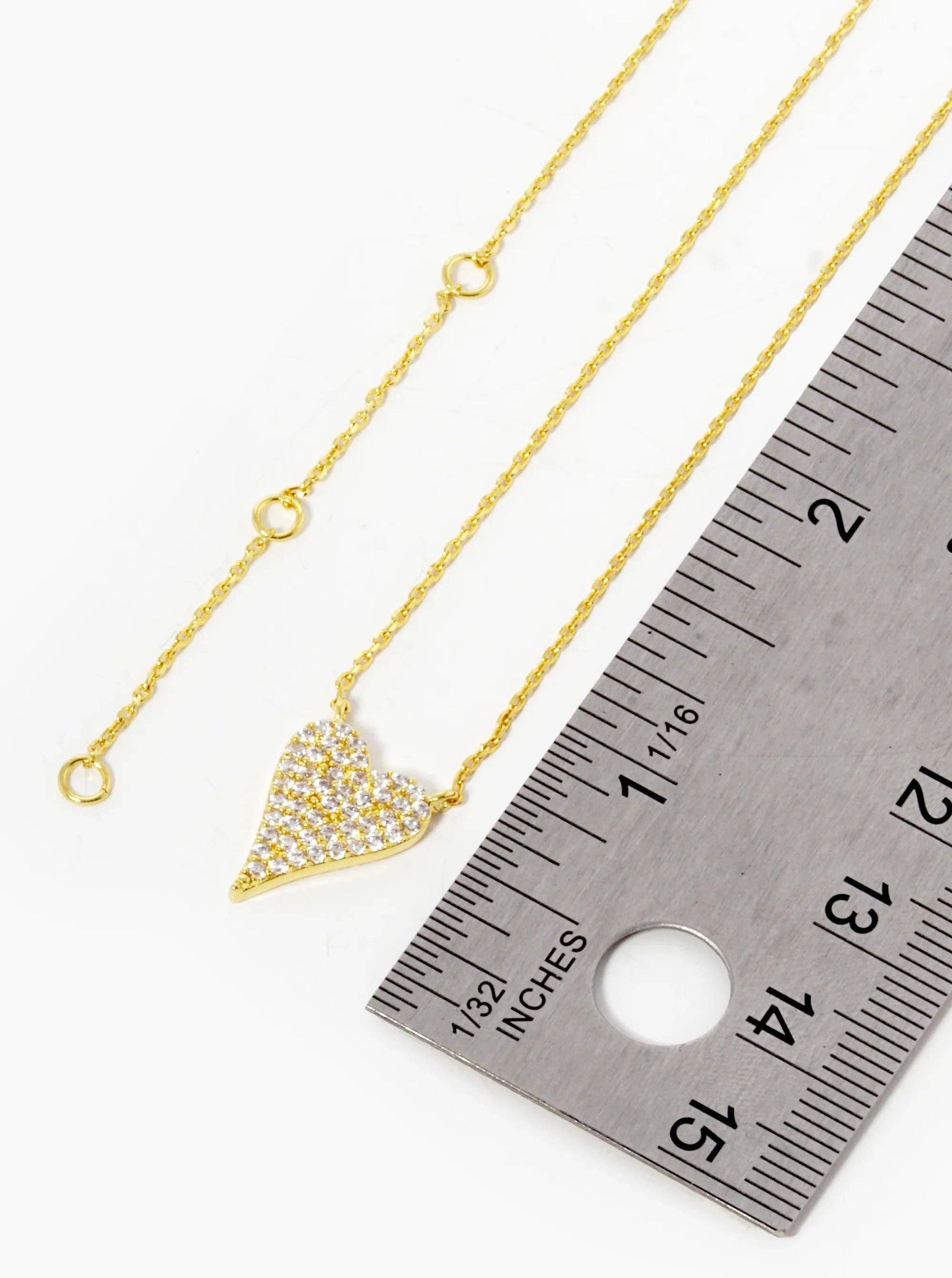 18K Gold Dipped Cz Pave Heart Pendant Necklace