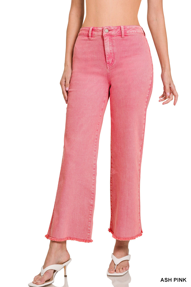 Zen Frayed Cutoff Straight Wide Pants