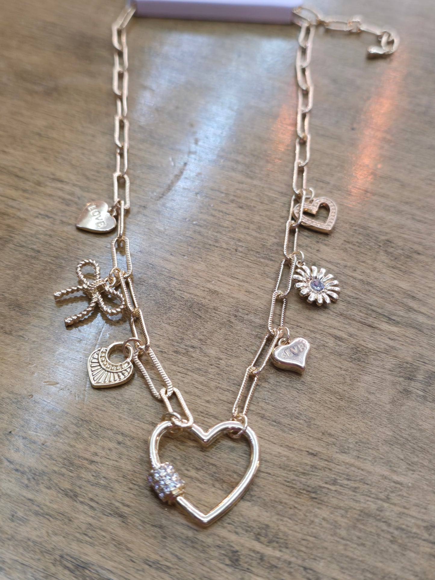 Heart and Bow Charm Necklace