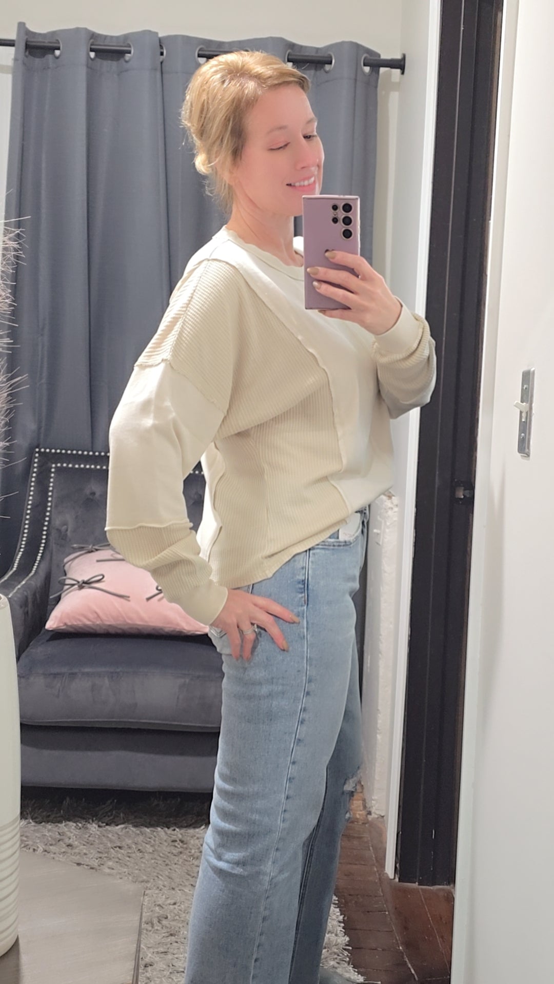 Easy Sunday Waffle Knit Top