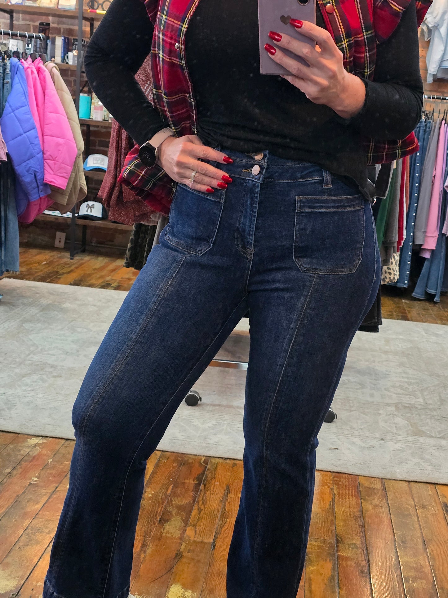 Dark Risen Front Pocket Bootcut Jeans