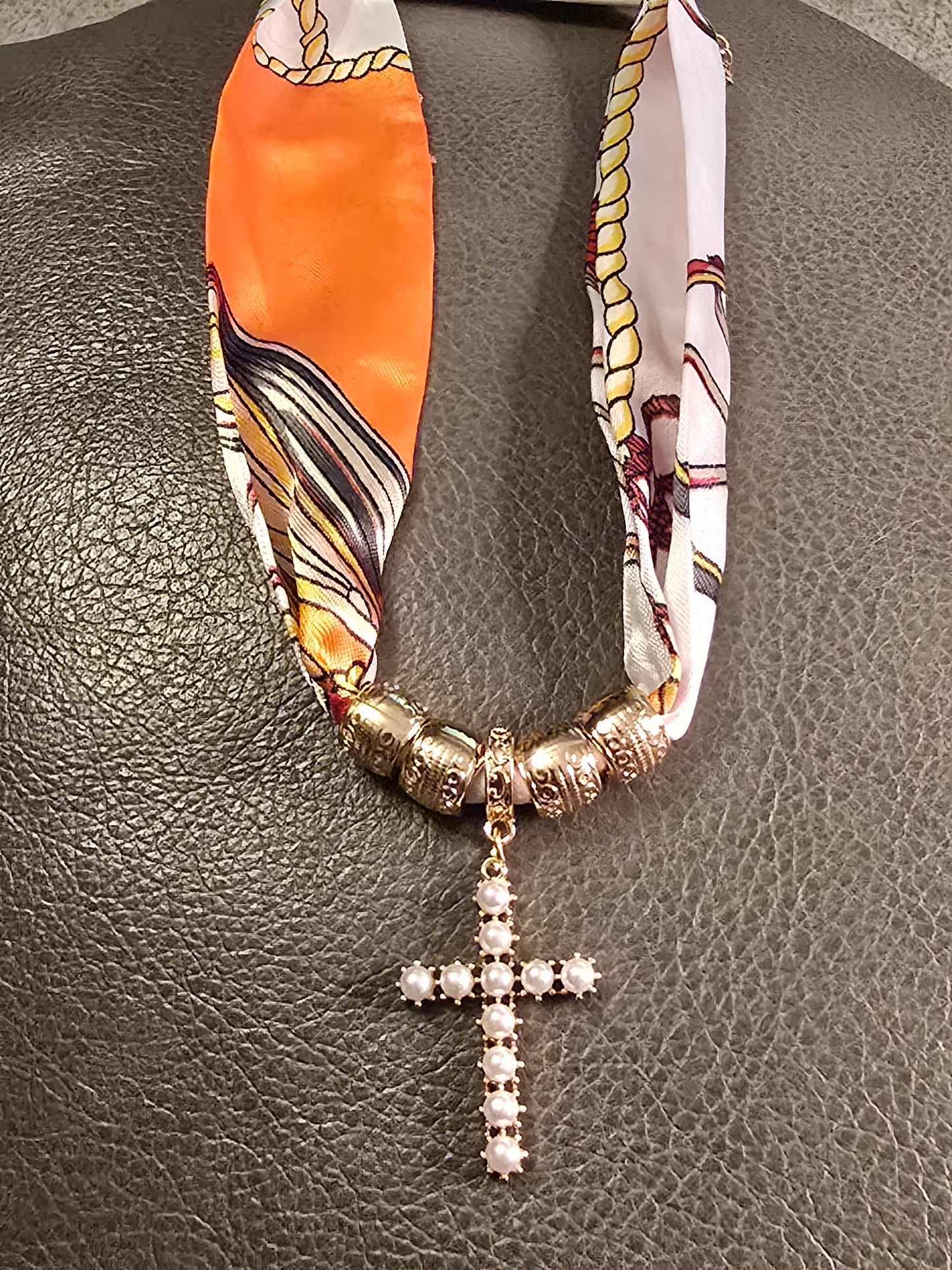 Sparkly Cross Scarf Necklace