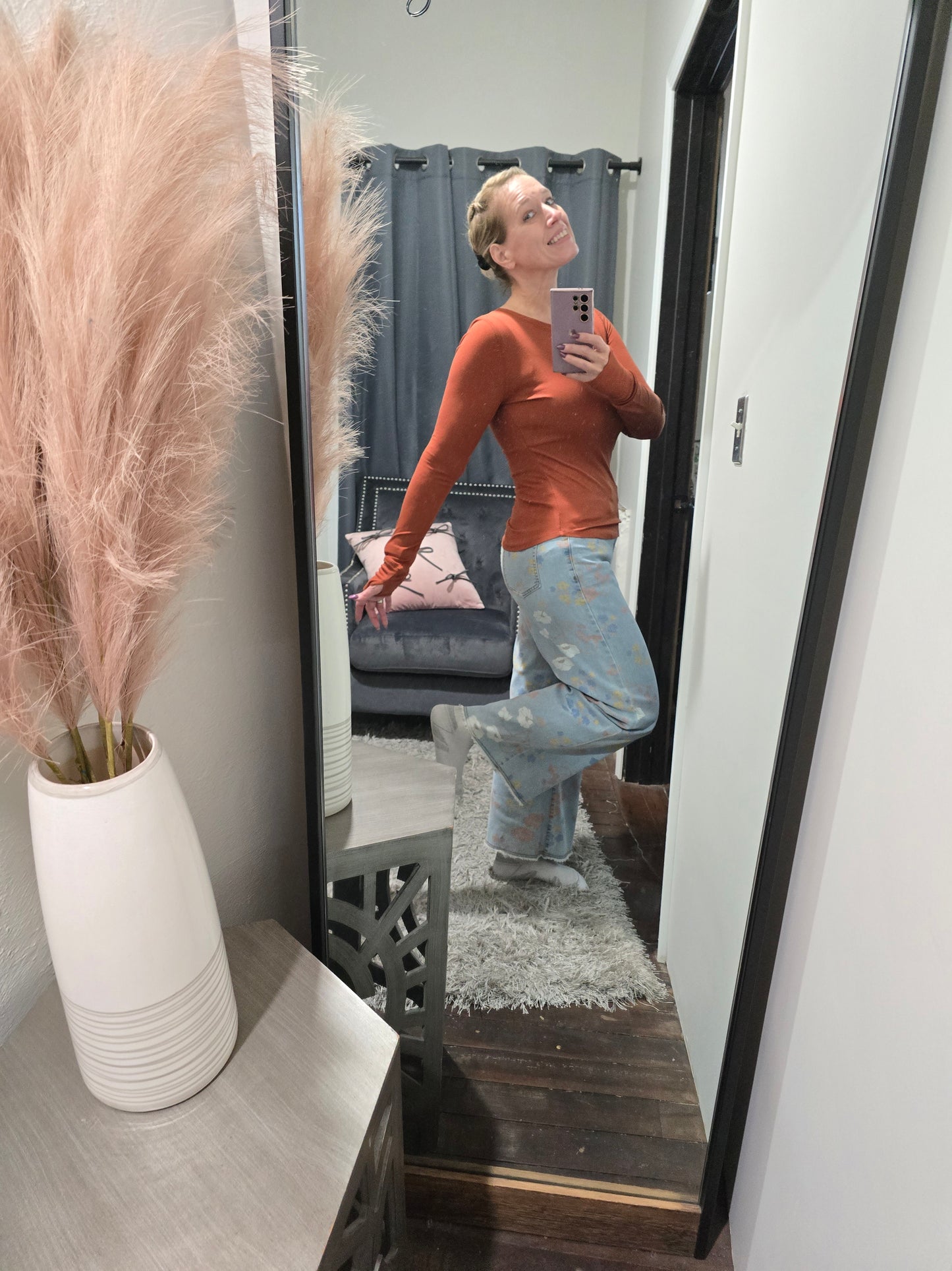 Isabelle Floral Printed Denim Pants