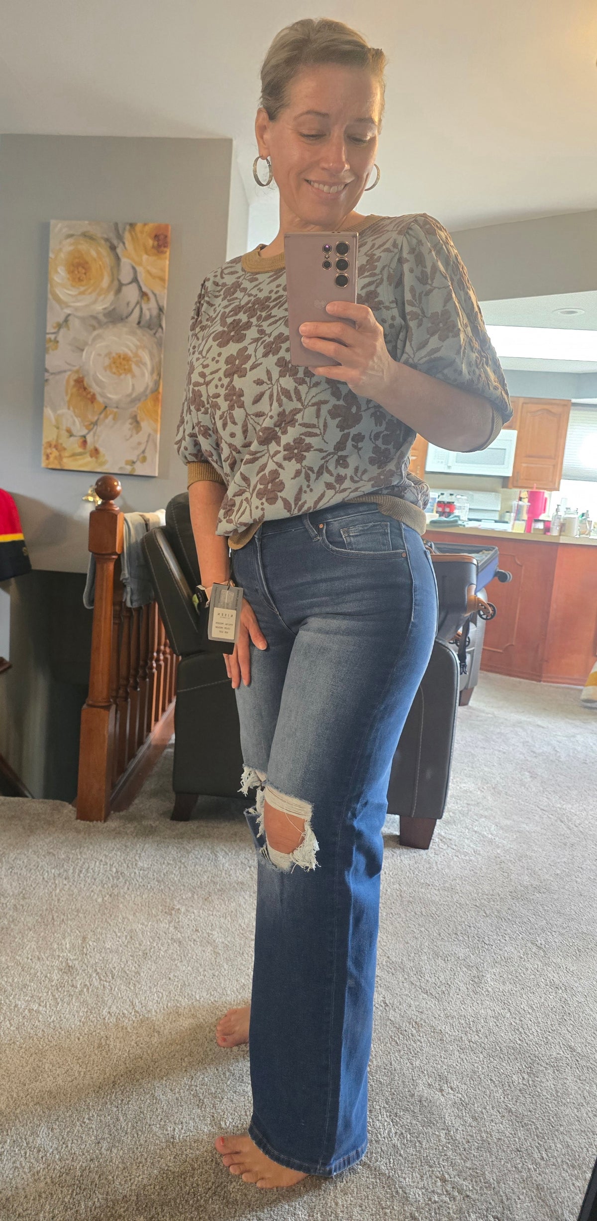 Risen Everyday Edge Distressed Wide Leg Jeans