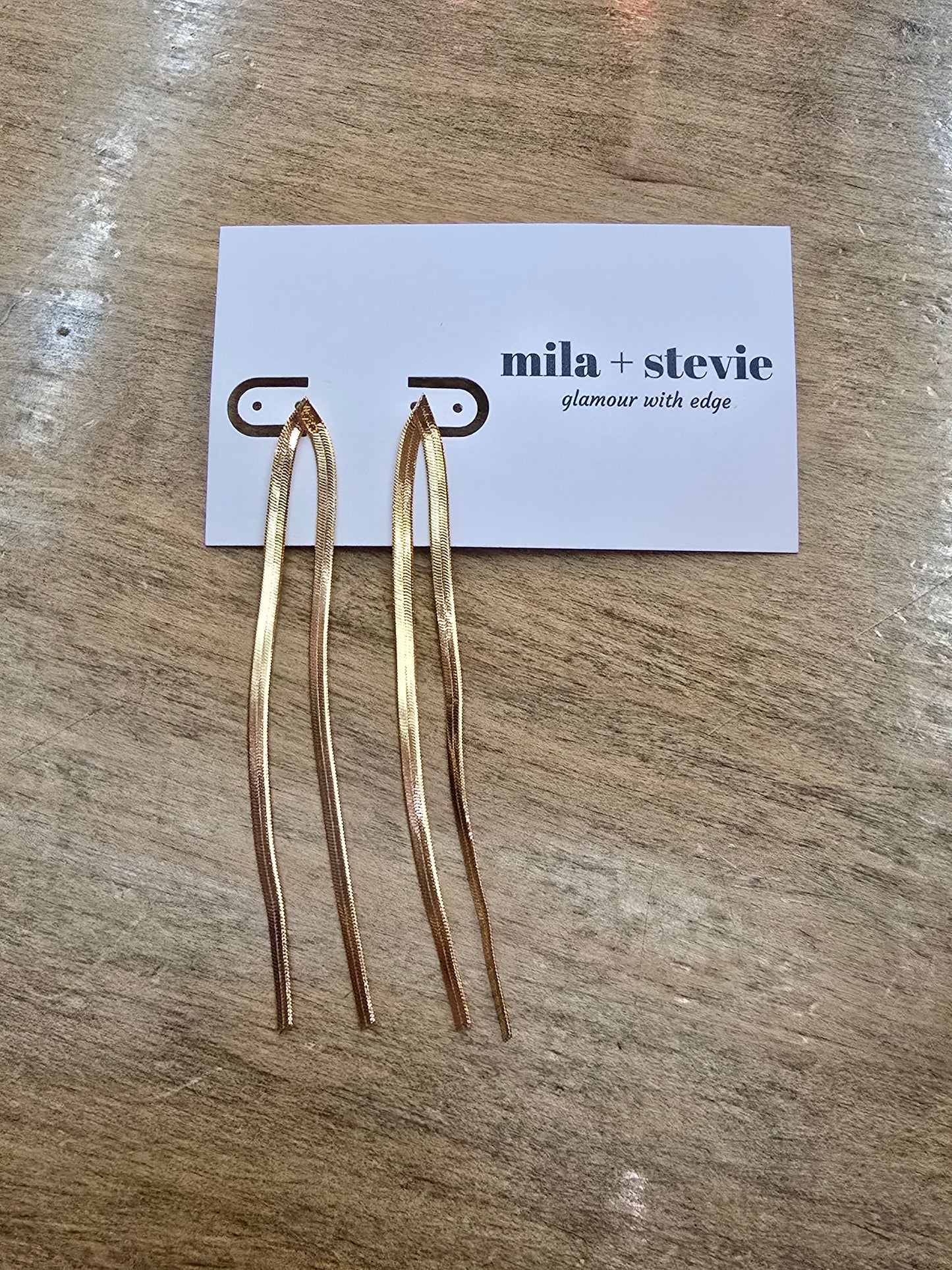 Gold Herringbone Dangle Earrings