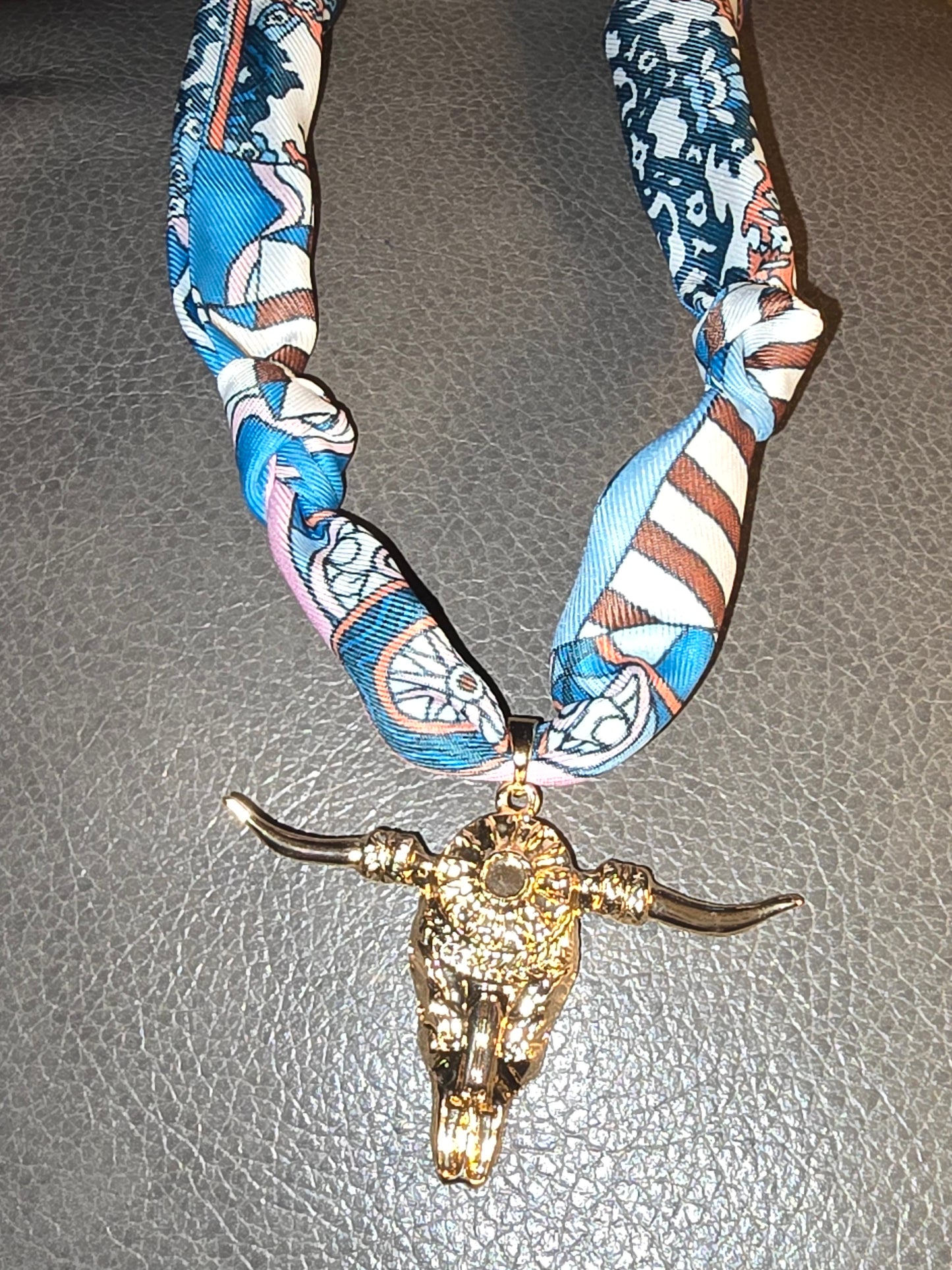 Golden Steer Scarf Necklace