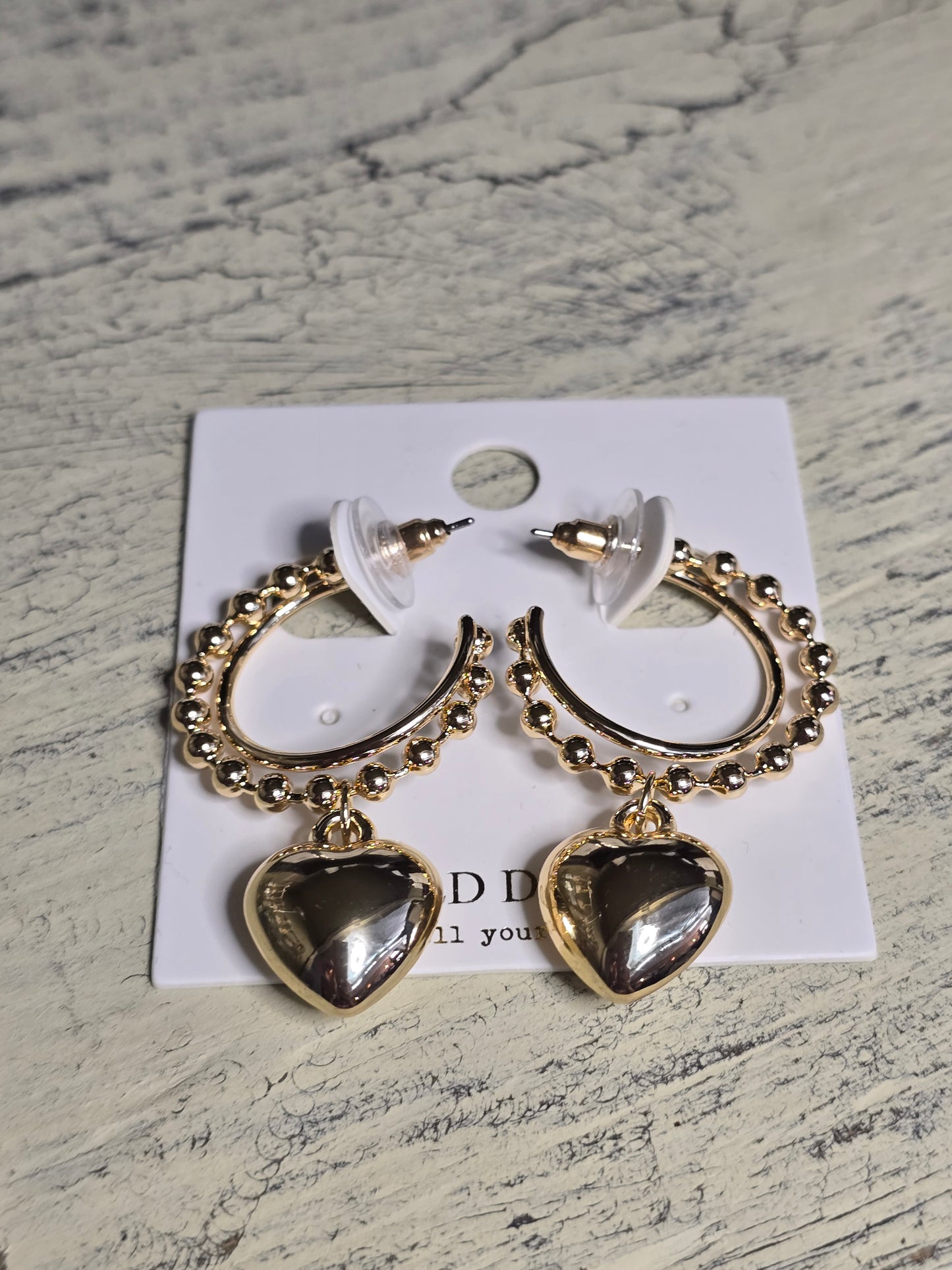Gold Double Layer Hoop with Heart