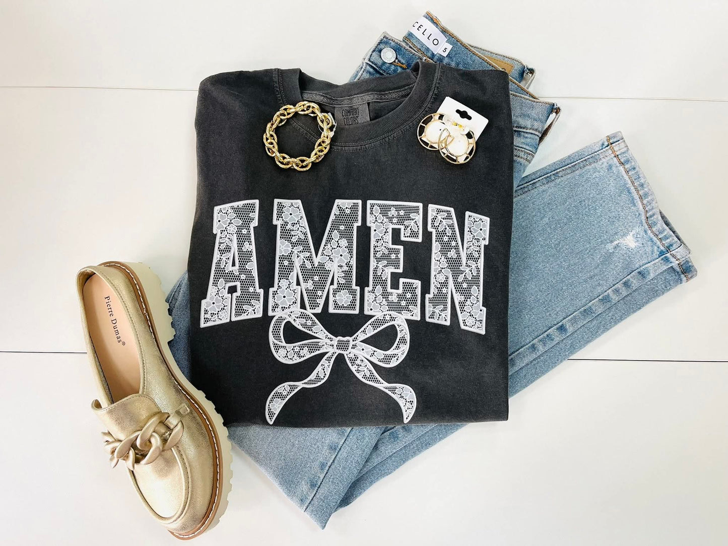 Amen Bow Charcoal Tee