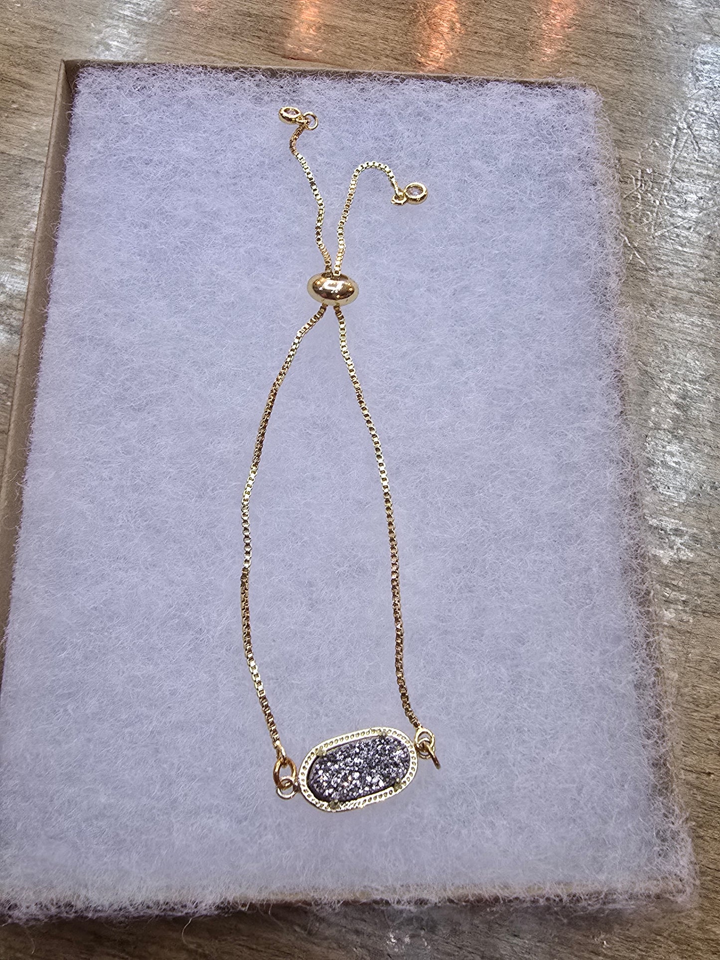 Graphite Druzy Adjustable Bracelet