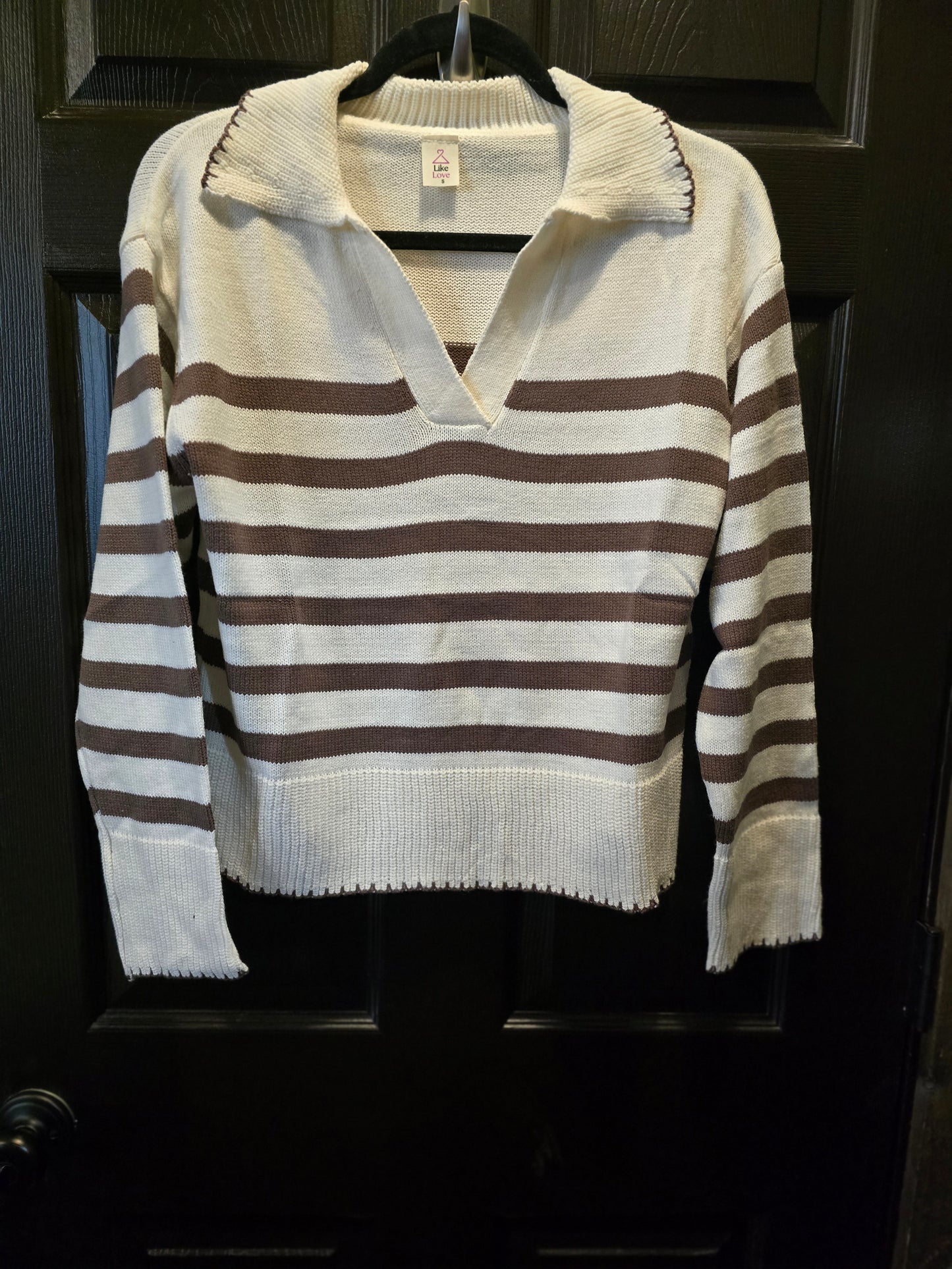 Cocoa Striped Collared Sweater