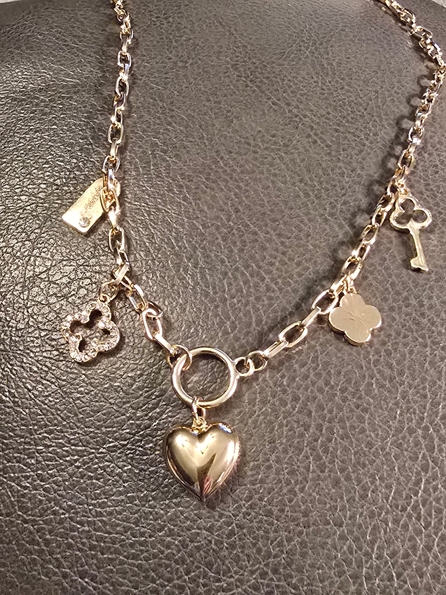 Gold and Sparkles Charm Necklace