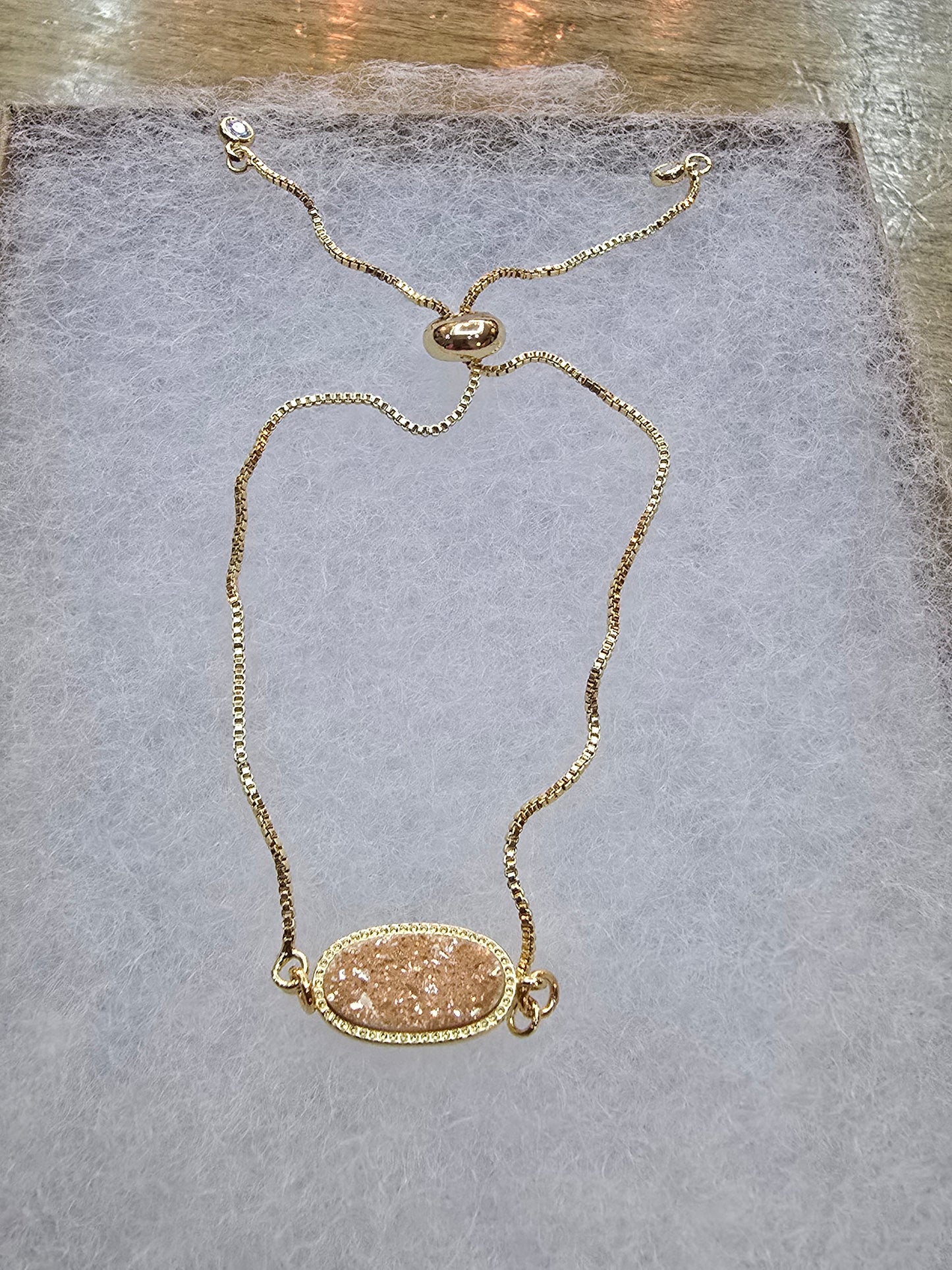 Peach Druzy Adjustable Bracelet