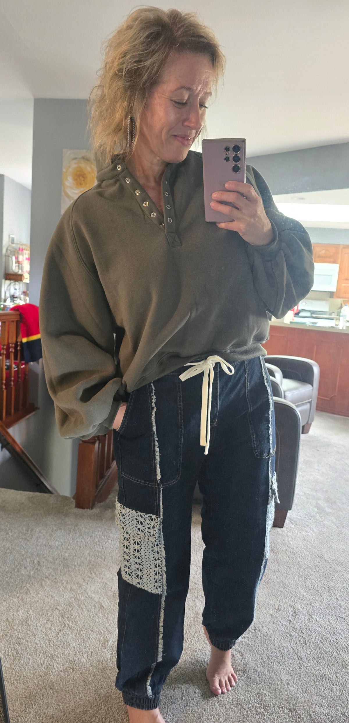 Piper Snap Button Collared Sweater Olive