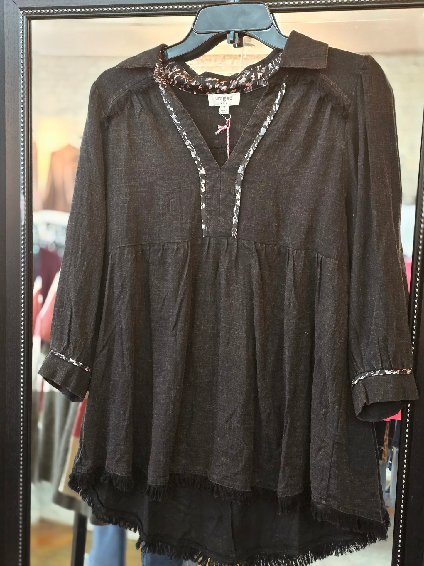 Confetti Trimmed Black Top