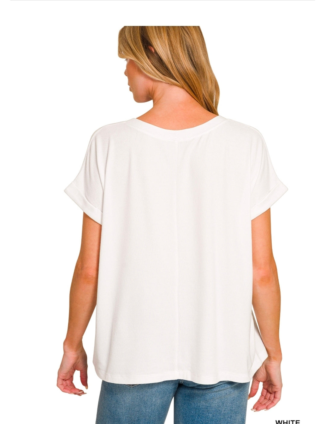 White Melange V-Neck Tee