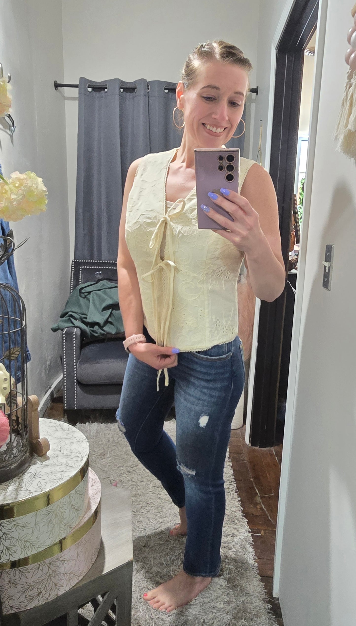 Shanna Embroidered Tie Vest