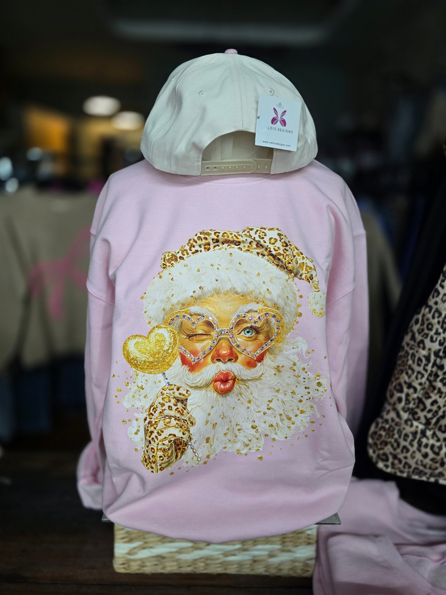 Santa Leopard Kiss Crewneck