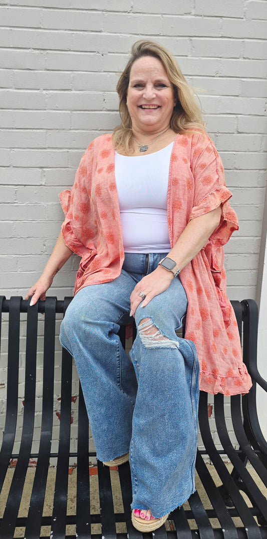 Josie Embroidered Gauze Mineral Wash Duster