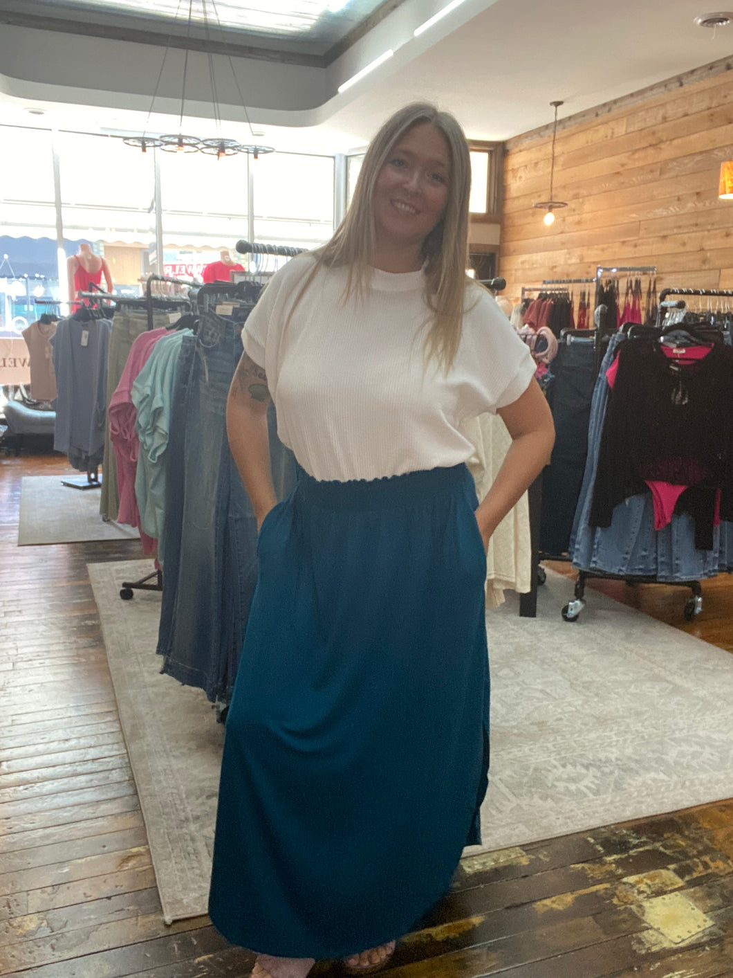 Cali Teal Maxi Skirt