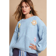 Load image into Gallery viewer, Celeste Balloon Sleeve Floral Patches Sweater
