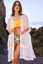 Load image into Gallery viewer, PLUS SQUARE-LACE FRINGE TRIM OPEN FRONT KIMONO
