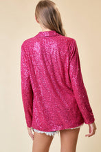 Load image into Gallery viewer, OPEN FRONT SEQUIN BLAZER W/ FRONT POCKET
