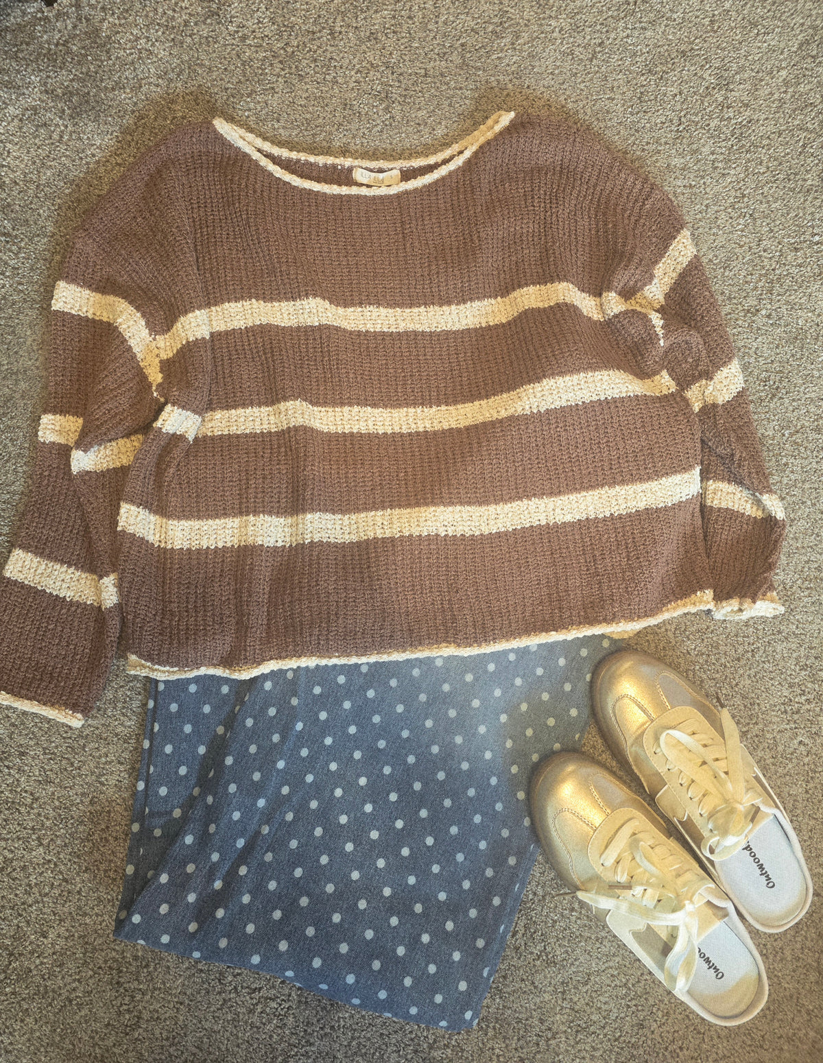 Plush Mocha and Cream Striped Sweater