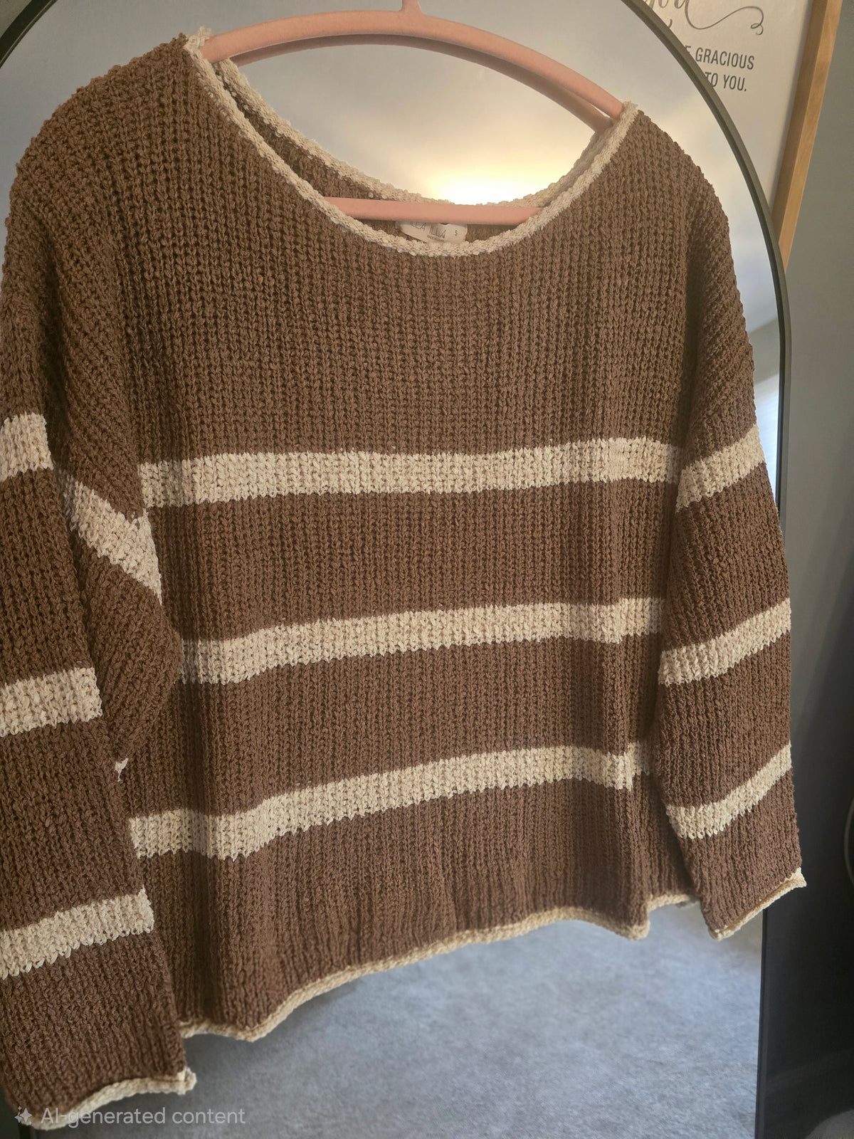 Plush Mocha and Cream Striped Sweater