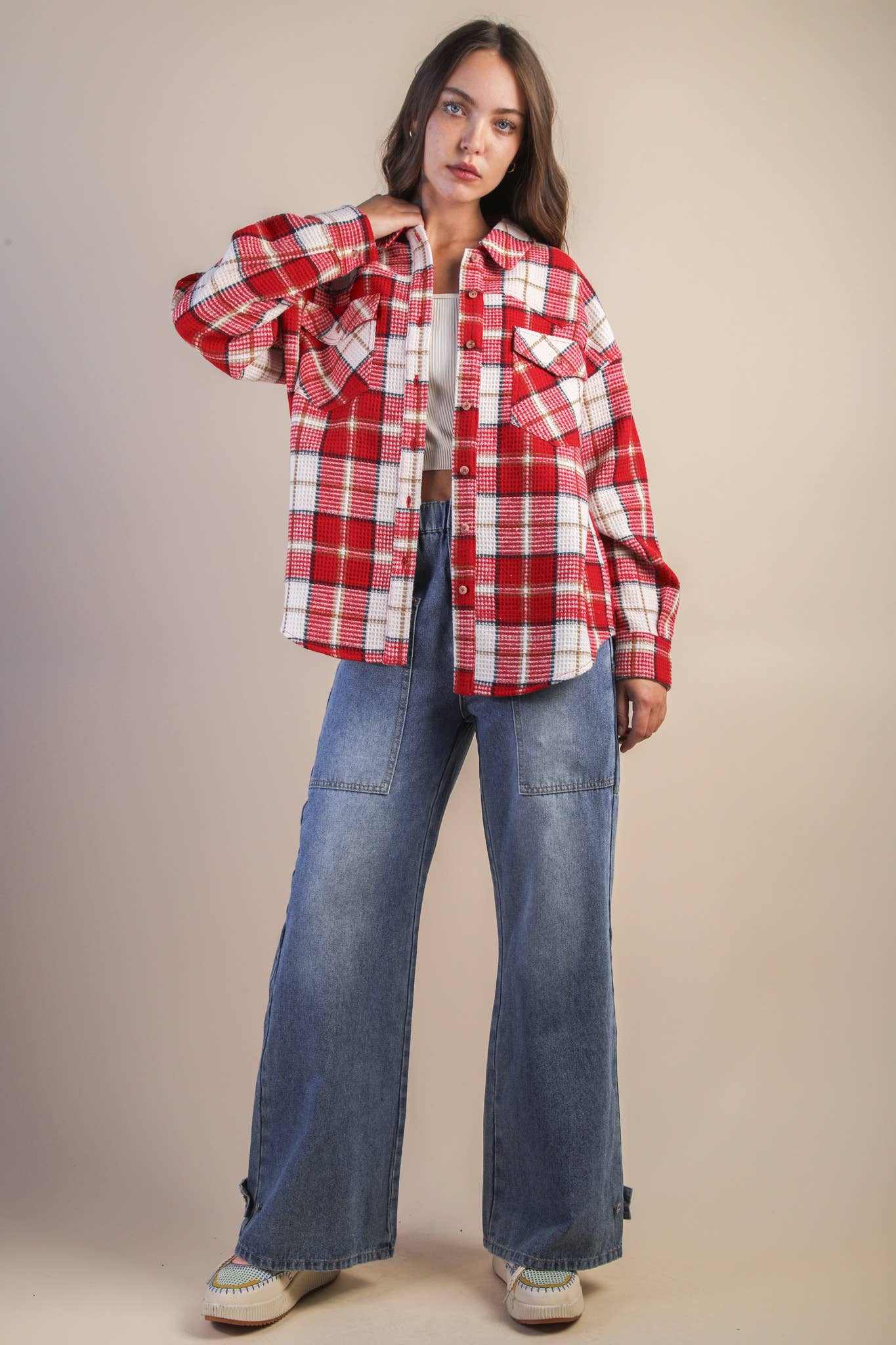 Jenna Oversized Checkered Casual Flannel Shacket