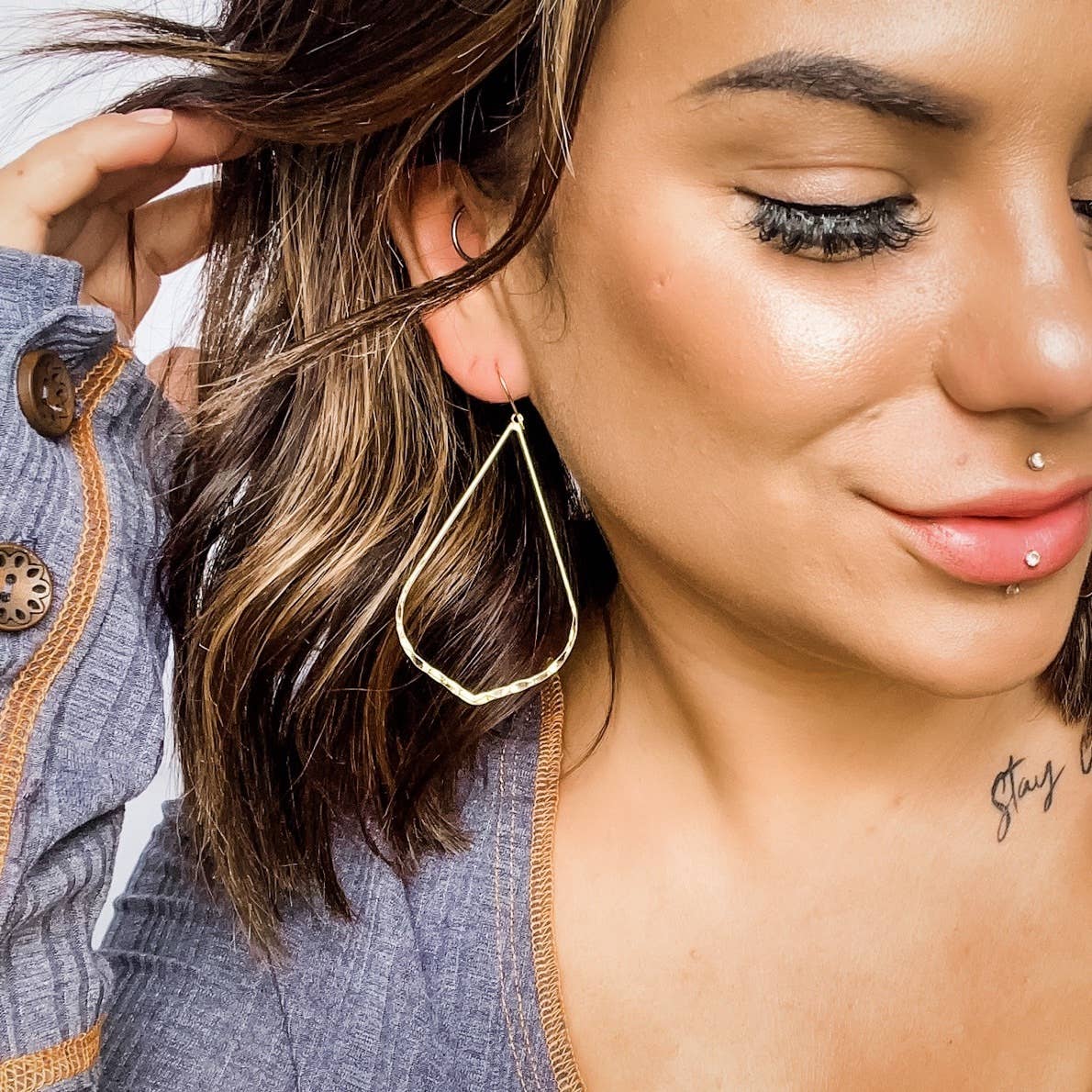 Follow Me- Gold Teardrop Dangle Earrings
