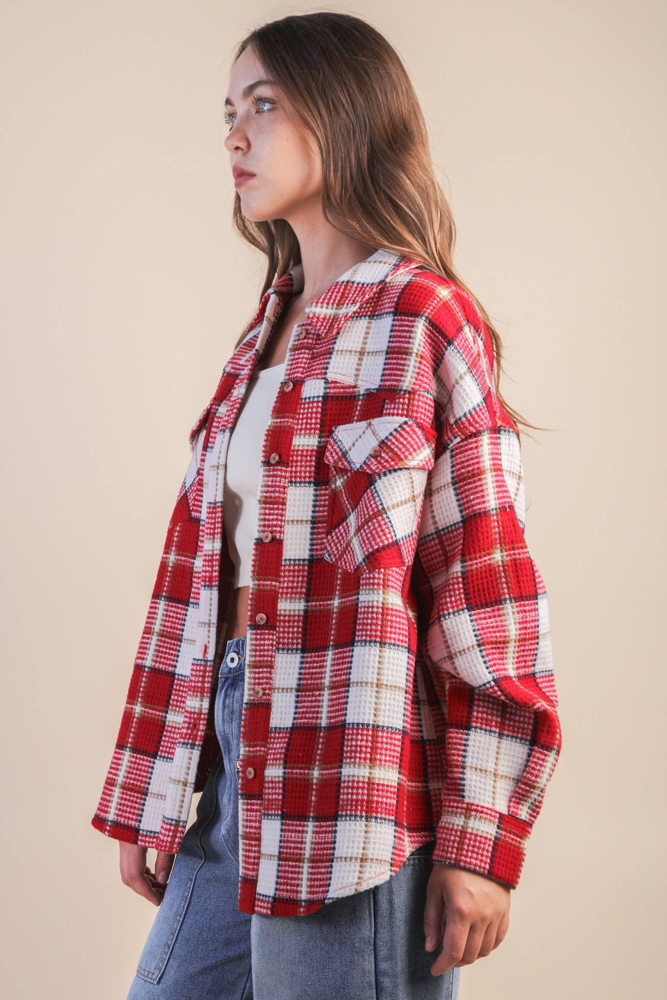 Jenna Oversized Checkered Casual Flannel Shacket