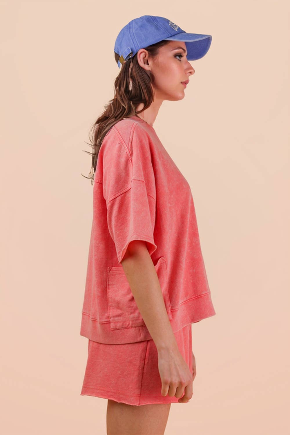 Mineral Washed Knit Casual Top & Shorts