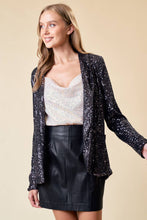 Load image into Gallery viewer, OPEN FRONT SEQUIN BLAZER W/ FRONT POCKET
