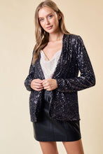 Load image into Gallery viewer, OPEN FRONT SEQUIN BLAZER W/ FRONT POCKET
