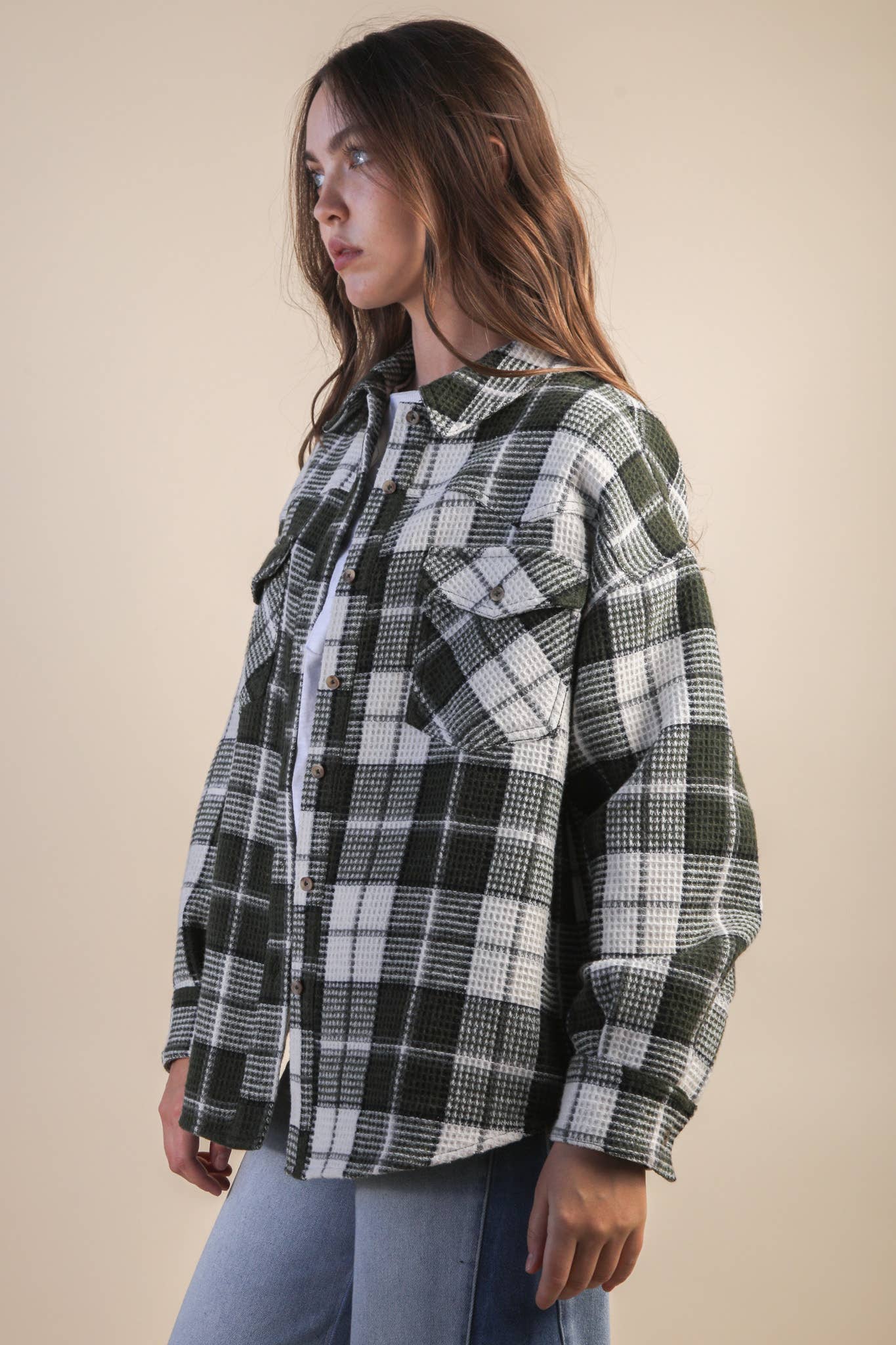 Jenna Oversized Checkered Casual Flannel Shacket