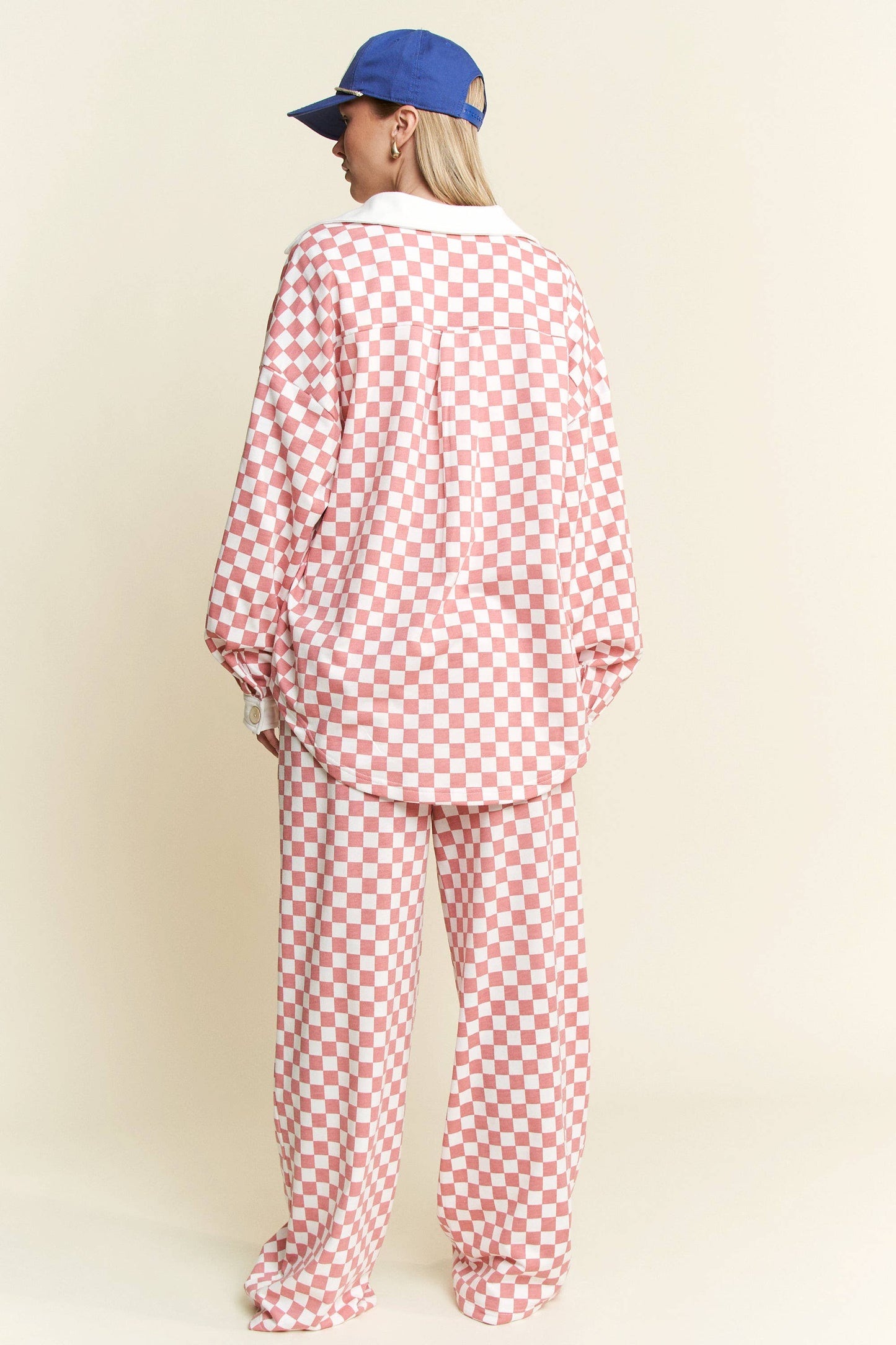 CHECKERED PRINT STRAIGHT LEG BOXER PANTS