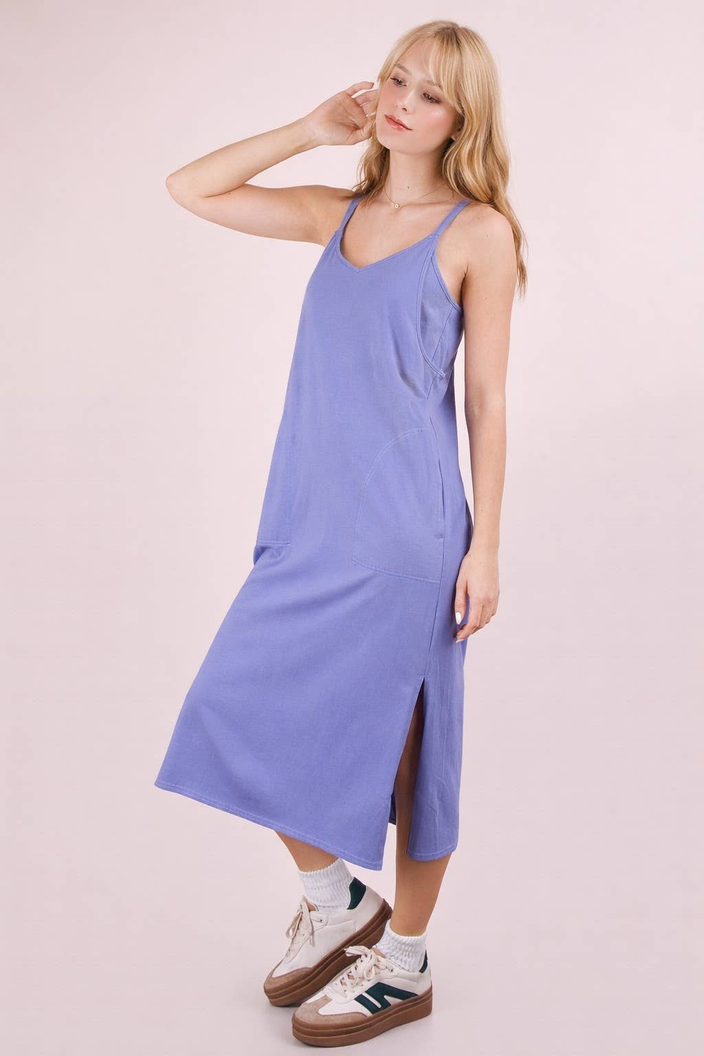 Bluesy Sleeveless Casual Comfy Midi Dress