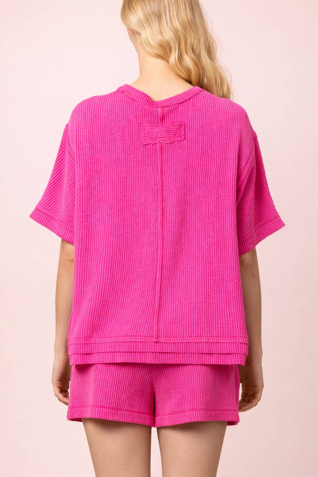 Ribbed Knit Comfy Top & Shorts Set