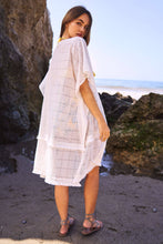 Load image into Gallery viewer, PLUS SQUARE-LACE FRINGE TRIM OPEN FRONT KIMONO
