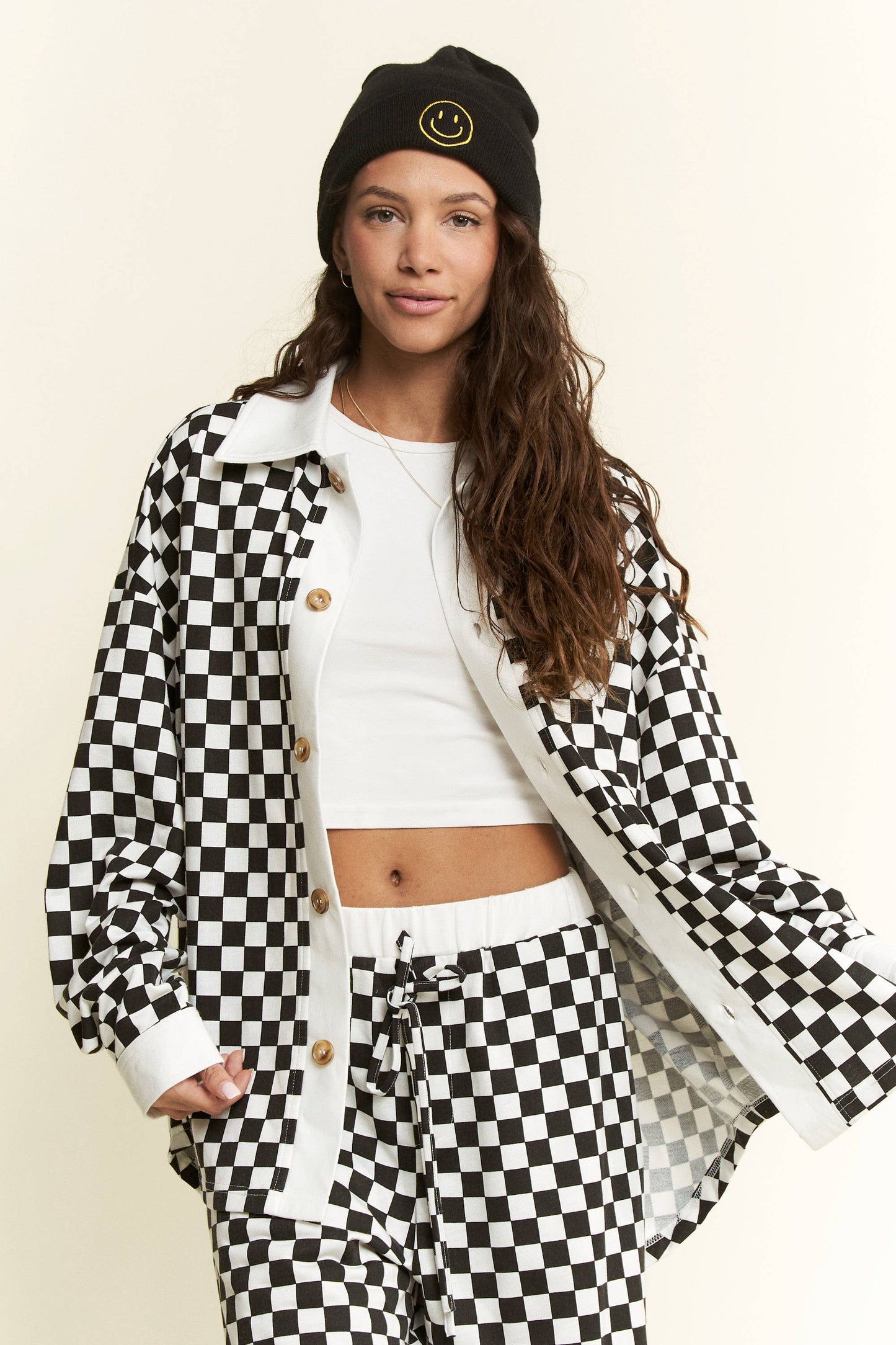CHECKERED PRINT STRAIGHT LEG BOXER PANTS