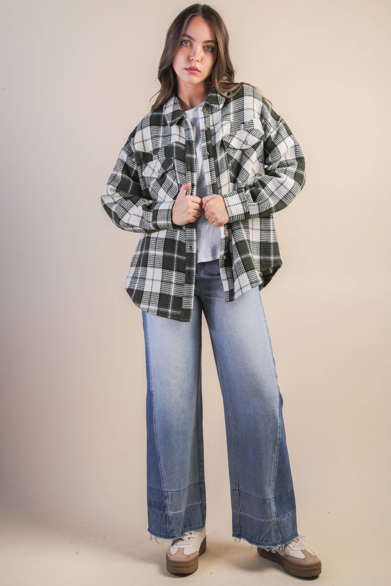 Jenna Oversized Checkered Casual Flannel Shacket