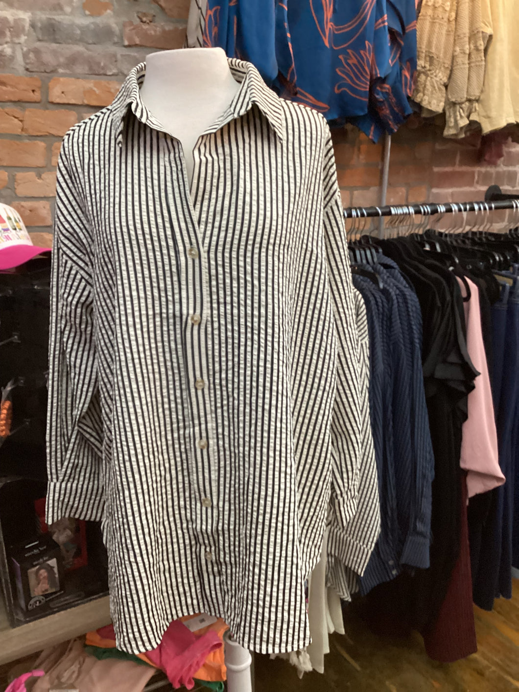 Joan Striped LS Button Up Blouse