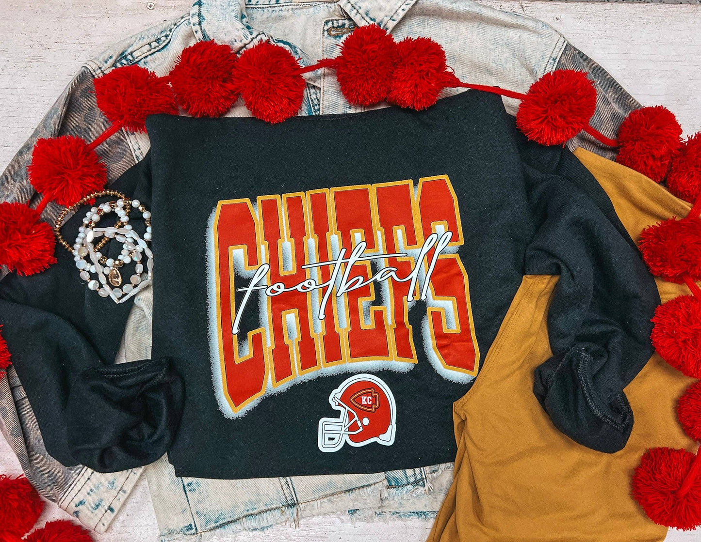 CHIEFS FOOTBALL BLACK SWEATSHIRT