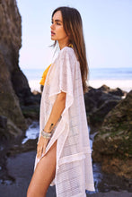 Load image into Gallery viewer, PLUS SQUARE-LACE FRINGE TRIM OPEN FRONT KIMONO
