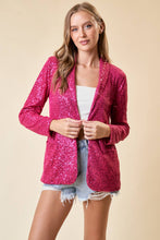 Load image into Gallery viewer, OPEN FRONT SEQUIN BLAZER W/ FRONT POCKET
