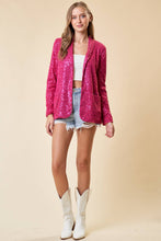 Load image into Gallery viewer, OPEN FRONT SEQUIN BLAZER W/ FRONT POCKET
